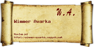 Wimmer Avarka névjegykártya